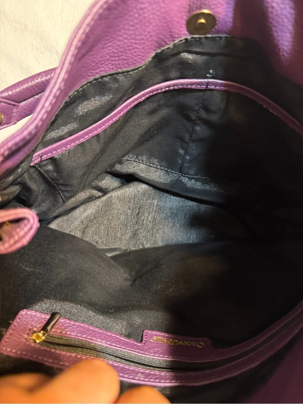 Deep Purple Pebbled Leather Shoulder Bag with Gold Hardware Lot of bags